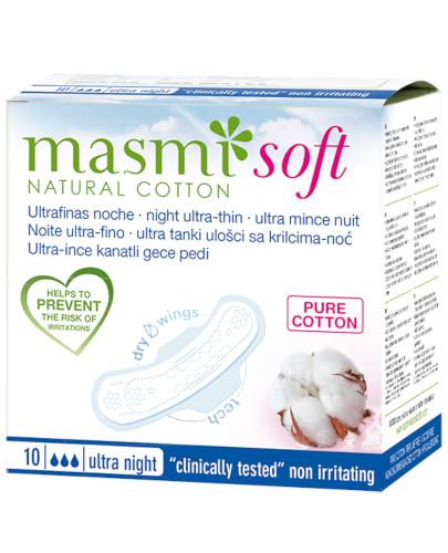 podgląd produktu Masmi Soft Ultracienkie bawełniane podpaski na noc ze skrzydełkami 10 sztuk