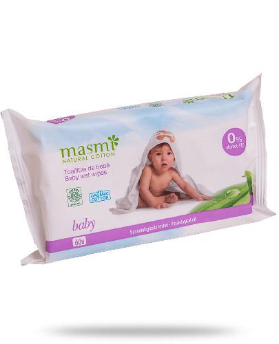 zdjęcie produktu Masmi wilgotne chusteczki oczyszczające dla dzieci 100% bawełny organicznej 60 sztuk