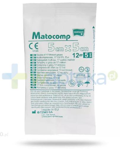 zdjęcie produktu Matocomp kompresy jałowe 5x5cm 17 nitkowe, 12 warstwowe 5 sztuk