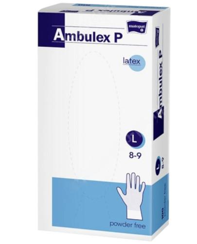 zdjęcie produktu Matopat Ambulex P rękawiczki ochronne lateksowe bezpudrowe rozmiar L białe 100 sztuk