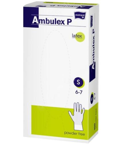 podgląd produktu Matopat Ambulex P rękawiczki ochronne lateksowe bezpudrowe rozmiar S białe 100 sztuk