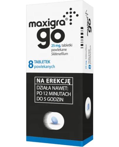 podgląd produktu Maxigra Go 25 mg (Sildenafil) na zaburzenia erekcji 8 tabletek powlekanych