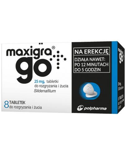podgląd produktu Maxigra Go 25 mg (Sildenafil) tabletki do żucia na zaburzenia erekcji 8 sztuk