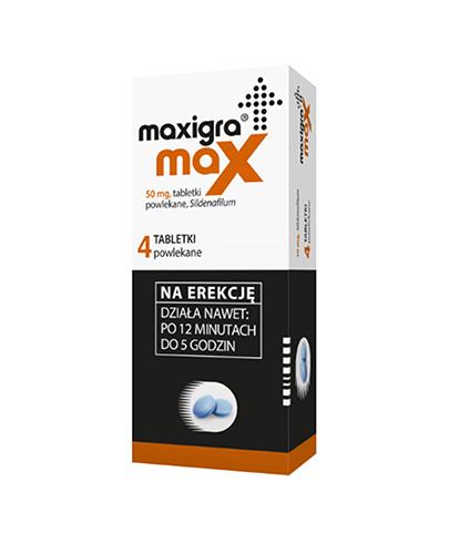 podgląd produktu Maxigra Max 50 mg (Sildenafil) na zaburzenia erekcji 4 tabletki