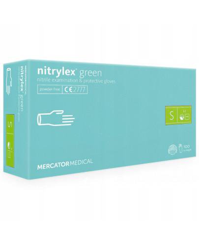 podgląd produktu Mercator Medical Nitrylex Green rękawice nitrylowe bezpudrowe rozmiar S 100 sztuk