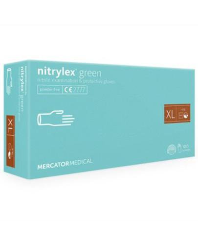 podgląd produktu Mercator Medical Nitrylex Green rękawice nitrylowe bezpudrowe rozmiar XL 100 sztuk