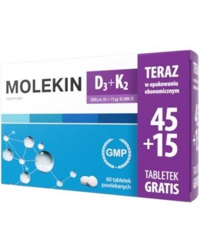 zdjęcie produktu Molekin D3 + K2 45+15 tabletek powlekanych