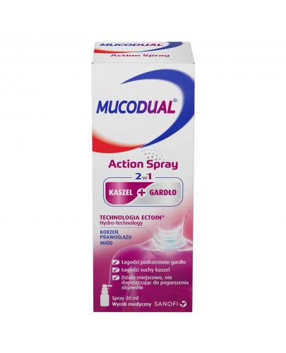 podgląd produktu Mucodual Action Spray 2w1 na kaszel i ból gardła w formie sprayu 20 ml