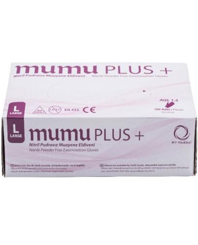 podgląd produktu Mumu Plus+ rękawice nitrylowe bezpudrowe rozmiar L 100 sztuk