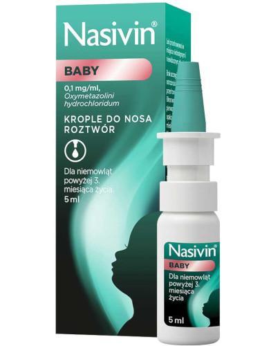 podgląd produktu Nasivin BABY 0,1 mg/ml krople do nosa dla niemowląt od  3 miesiąca żucia do 1 roku 5 ml