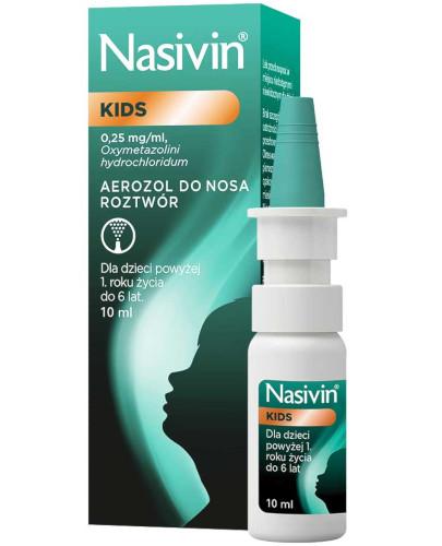 podgląd produktu Nasivin KIDS 0,025% 0,25mg/ml aerozol do nosa dla dzieci od 1 do 6 lat 10 ml