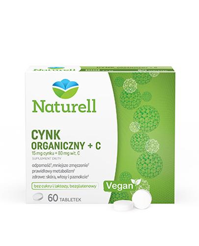 zdjęcie produktu Naturell Cynk organiczny 15mg + witamina C 80mg 60 tabletek