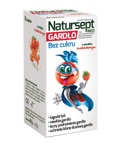 podgląd produktu Natursept Med Gardło lizaki bez cukru o smaku truskawkowym 6 sztuk