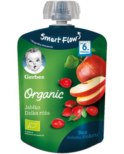 podgląd produktu Nestlé Gerber Organic jabłko dzika róża dla dzieci po 6 miesiącu 90 g