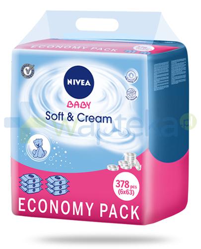 podgląd produktu Nivea Baby Soft & Cream chusteczki oczyszczające dla dzieci 6x 63 sztuki