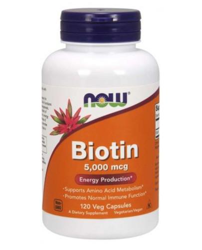 podgląd produktu NOW Foods Biotin biotyna 5000 µg 120 kapsułek