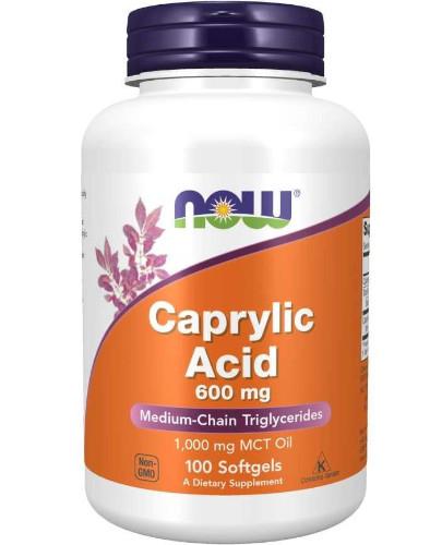 podgląd produktu NOW Foods Caprylic Acid 600mg 100 kapsułek miękkich