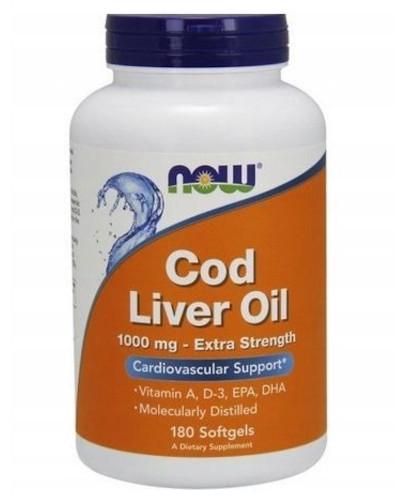 podgląd produktu NOW Foods Cod Liver Oil Extra Strength 1000 mg (tran olej z wątroby dorsza) 180 kapsułek miękkich