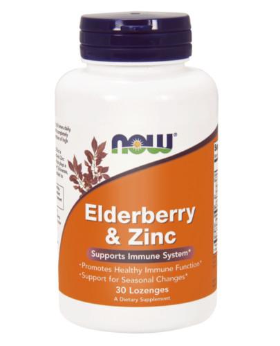 podgląd produktu NOW Foods Elderberry & Zinc (cynk i czarny bez) 30 tabletek do ssania