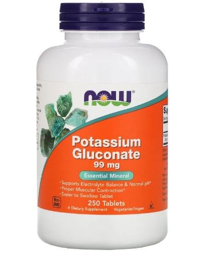 podgląd produktu NOW Foods Potassium Gluconate 99 mg (glukonian potasu) 250 tabletek