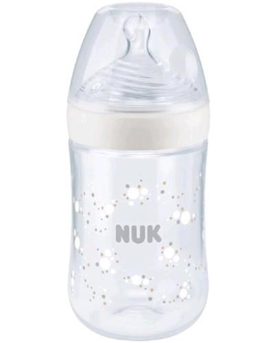 podgląd produktu NUK Nature Sense butelka ze wskaźnikiem temperatury smoczek rozmiar M biała 260 ml [741964D]