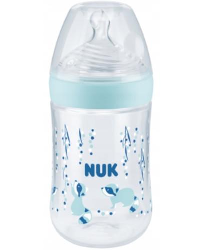 podgląd produktu NUK Nature Sense butelka ze wskaźnikiem temperatury smoczek rozmiar M niebieska 260 ml [741964A]