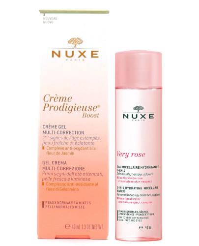 podgląd produktu Nuxe Creme Prodigieuse Boost żelowy krem do skóry normalnej i mieszanej 40 ml + łagodząca woda micelarna 3w1 40 ml [ZESTAW]