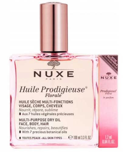 podgląd produktu Nuxe Huile Prodigieuse Florale suchy olejek do pielęgnacji twarzy, ciała i włosów 100 ml + Perfumy Floral Le 1,2 ml [ZESTAW]