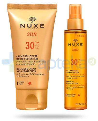 podgląd produktu Nuxe Sun krem do opalania twarzy SPF30 50 ml + brązujący olejek do opalania twarzy i ciała SPF30 150 ml [ZESTAW]