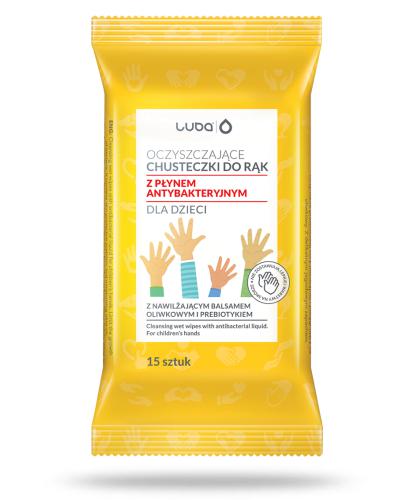 podgląd produktu Oczyszczające chusteczki do rąk dla dzieci z płynem antybakteryjnym 15 sztuk