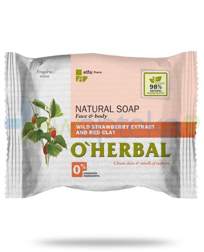 podgląd produktu O'Herbal naturalne mydło z ekstraktem z poziomek leśnych i czerwoną glinką 100 g Elfa Pharm