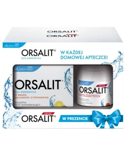podgląd produktu Orsalit dla dorosłych o smaku malinowo-cytrynowym 10 saszetek + Orsalit Drink 200 ml [ZESTAW]
