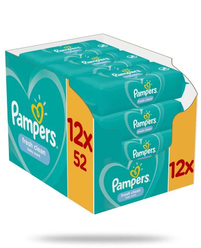 podgląd produktu Pampers Fresh Clean chusteczki nawilżane dla niemowląt 12x 52 sztuki