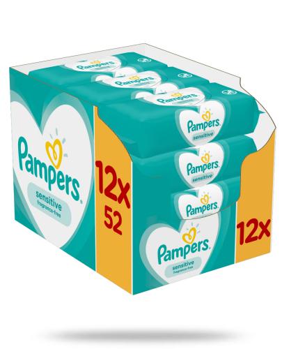 podgląd produktu Pampers Sensitive chusteczki nawilżane dla niemowląt 12x 52 sztuki