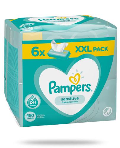 podgląd produktu Pampers Sensitive chusteczki nawilżane dla niemowląt 6x 80 sztuk