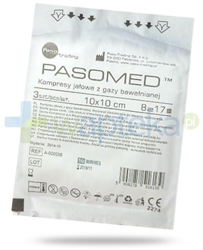 zdjęcie produktu PasoMed kompresy opatrunkowe jałowe z gazy bawełnianej 17 nitek 8 warstw 10x 10cm 3 sztuki