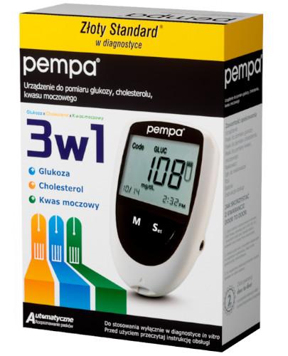 podgląd produktu Pempa 3w1 urządzenie do pomiaru glukozy, cholesterolu, kwasu moczowego 1 sztuka