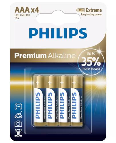 podgląd produktu Philips Premium Alkaline baterie alkaliczne AAA 4 sztuki [LR03M4B/10]
