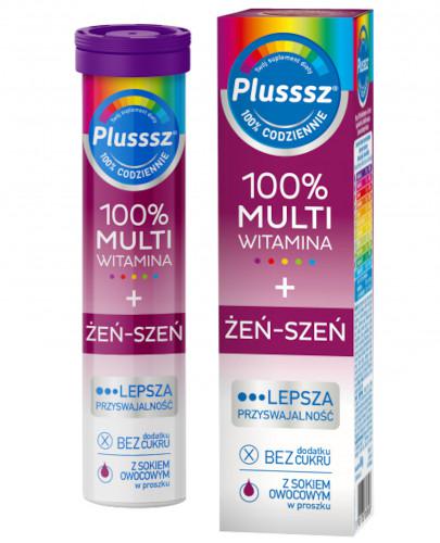 podgląd produktu Plusssz 100% Multiwitamina + Żeń-szeń 20 tabletek musujących
