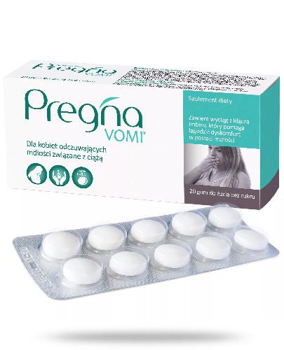 podgląd produktu Pregna Vomi dla kobiet odczuwających mdłości związane z ciążą gumy do żucia bez cukru 20 sztuk