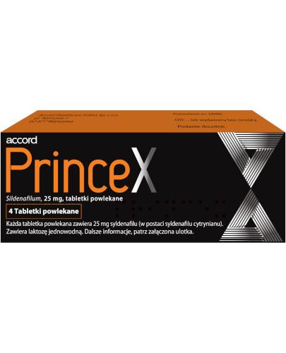podgląd produktu PrinceX 25 mg (Sildenafil) na zaburzenia erekcji 4 tabletek powlekanych