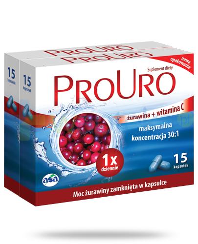 podgląd produktu ProUro żurawina + witamina C 15 kapsułek + 15 kapsułek [DWUPAK]