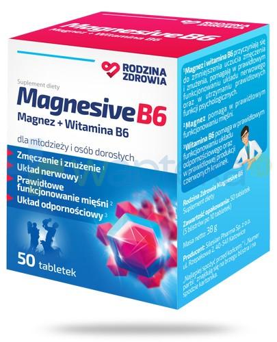 podgląd produktu Rodzina Zdrowia Magnesive B6 magnez + witamina B6 50 tabletek