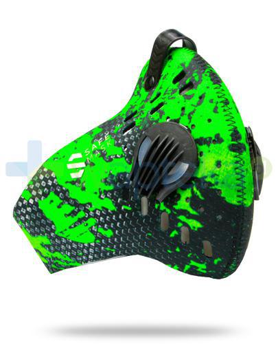 podgląd produktu SafeMask Sport Green neoprenowa maska antysmogowa rozmiar M + filtr Sport N99