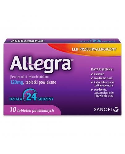 podgląd produktu Allegra lek przeciwalergiczny 120 mg 10 tabletek powlekanych 
