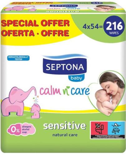 podgląd produktu Septona Baby Sensitive chusteczki nawilżane dla dzieci i niemowląt 4 x 54 sztuki [CZTEROPAK]