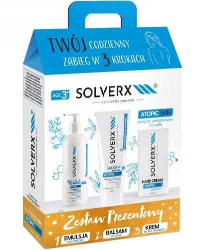 podgląd produktu Solverx Zestaw prezentowy Atopic Skin emulsja pod prysznic 250 ml + balsam do ciała 200 ml + krem do rąk 50 ml