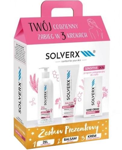 podgląd produktu Solverx Zestaw świąteczny Sensitive Skin żel pod prysznic 250 ml + Balsam do ciała 250 ml + krem do rąk i paznokci 50 ml