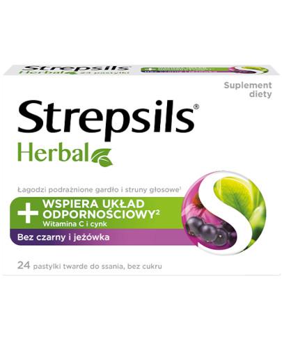 podgląd produktu Strepsils Herbal bez czarny i jeżówka 24 pastylki do ssania