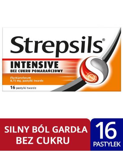 zdjęcie produktu Strepsils Intensive bez cukru pomarańczowy 16 pastylek twardych